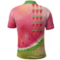 Hawaiian Watermelon Polo Shirt with Kakau Art Tattoo