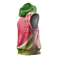 Hawaiian Watermelon Sleeveless Hoodie with Kakau Art Tattoo