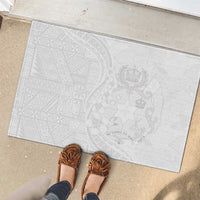 Tonga Faka Sepitema Rubber Doormat Ngatu Pattern with Plumeria and Hibiscus