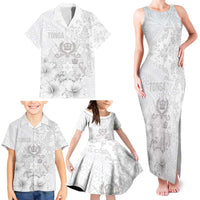 Tonga Faka Sepitema Family Matching Tank Maxi Dress and Hawaiian Shirt Ngatu and Floral Pattern with Blooming Hibiscus LT03 - Polynesian Pride