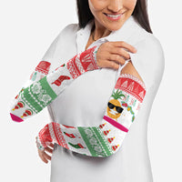 Hawaiian Mele Kalikimaka Arm Sleeves Funny Pineapple Surfing with Map Christmas Stripe Elements