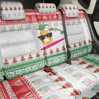 Hawaiian Mele Kalikimaka Back Car Seat Cover Funny Pineapple Surfing with Map Christmas Stripe Elements