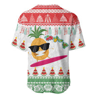 Hawaiian Mele Kalikimaka Baseball Jersey Funny Pineapple Surfing with Map Christmas Stripe Elements