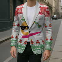 Hawaiian Mele Kalikimaka Blazer Funny Pineapple Surfing with Map Christmas Stripe Elements