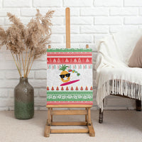 Hawaiian Mele Kalikimaka Canvas Wall Art Funny Pineapple Surfing with Map Christmas Stripe Elements