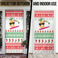 Hawaiian Mele Kalikimaka Door Cover Funny Pineapple Surfing with Map Christmas Stripe Elements