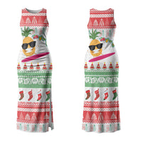 Hawaiian Mele Kalikimaka Family Matching Tank Maxi Dress and Hawaiian Shirt Funny Pineapple Surfing with Map Christmas Stripe Elements