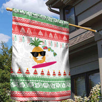 Hawaiian Mele Kalikimaka Garden Flag Funny Pineapple Surfing with Map Christmas Stripe Elements