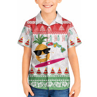 Hawaiian Mele Kalikimaka Hawaiian Shirt Funny Pineapple Surfing with Map Christmas Stripe Elements