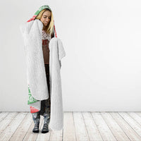 Hawaiian Mele Kalikimaka Hooded Blanket Funny Pineapple Surfing with Map Christmas Stripe Elements