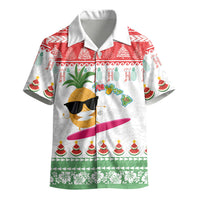 Hawaiian Mele Kalikimaka Kid Hawaiian Shirt Funny Pineapple Surfing with Map Christmas Stripe Elements