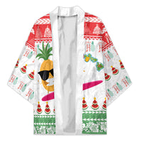 Hawaiian Mele Kalikimaka Kimono Funny Pineapple Surfing with Map Christmas Stripe Elements