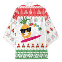 Hawaiian Mele Kalikimaka Kimono Funny Pineapple Surfing with Map Christmas Stripe Elements