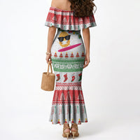 Hawaiian Mele Kalikimaka Mermaid Dress Funny Pineapple Surfing with Map Christmas Stripe Elements