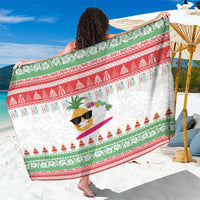 Hawaiian Mele Kalikimaka Sarong Funny Pineapple Surfing with Map Christmas Stripe Elements