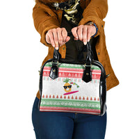 Hawaiian Mele Kalikimaka Shoulder Handbag Funny Pineapple Surfing with Map Christmas Stripe Elements