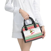 Hawaiian Mele Kalikimaka Shoulder Handbag Funny Pineapple Surfing with Map Christmas Stripe Elements