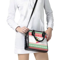 Hawaiian Mele Kalikimaka Shoulder Handbag Funny Pineapple Surfing with Map Christmas Stripe Elements