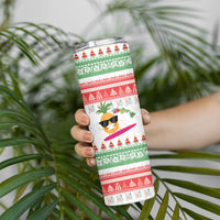 Hawaiian Mele Kalikimaka Skinny Tumbler Funny Pineapple Surfing with Map Christmas Stripe Elements
