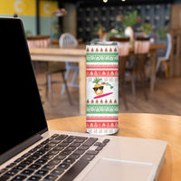 Hawaiian Mele Kalikimaka Skinny Tumbler Funny Pineapple Surfing with Map Christmas Stripe Elements