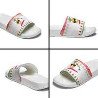 Hawaiian Mele Kalikimaka Slide Sandals Funny Pineapple Surfing with Map Christmas Stripe Elements
