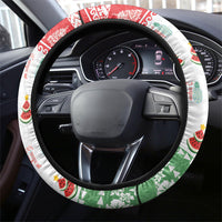 Hawaiian Mele Kalikimaka Steering Wheel Cover Funny Pineapple Surfing with Map Christmas Stripe Elements