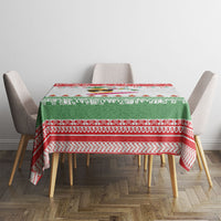 Hawaiian Mele Kalikimaka Tablecloth Funny Pineapple Surfing with Map Christmas Stripe Elements