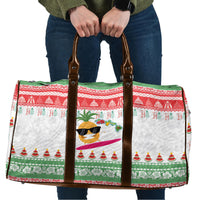 Hawaiian Mele Kalikimaka Travel Bag Funny Pineapple Surfing with Map Christmas Stripe Elements
