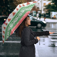 Hawaiian Mele Kalikimaka Umbrella Funny Pineapple Surfing with Map Christmas Stripe Elements