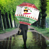Hawaiian Mele Kalikimaka Umbrella Funny Pineapple Surfing with Map Christmas Stripe Elements
