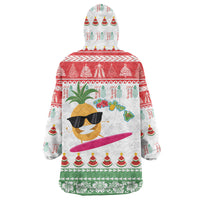 Hawaiian Mele Kalikimaka Wearable Blanket Hoodie Funny Pineapple Surfing with Map Christmas Stripe Elements