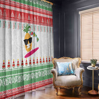 Hawaiian Mele Kalikimaka Window Curtain Funny Pineapple Surfing with Map Christmas Stripe Elements