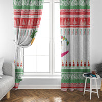 Hawaiian Mele Kalikimaka Window Curtain Funny Pineapple Surfing with Map Christmas Stripe Elements