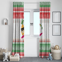 Hawaiian Mele Kalikimaka Window Curtain Funny Pineapple Surfing with Map Christmas Stripe Elements