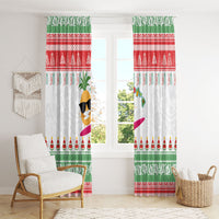 Hawaiian Mele Kalikimaka Window Curtain Funny Pineapple Surfing with Map Christmas Stripe Elements