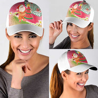 Hawaiian Watermelon Mele Kalikimaka Classic Cap Tropical Tribal Pattern with Funny Santa Claus