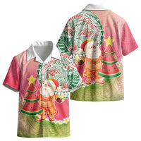 Hawaiian Watermelon Mele Kalikimaka Kid Hawaiian Shirt Tropical Tribal Pattern with Funny Santa Claus