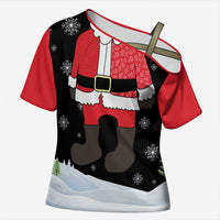 Polynesian Santa Claus Costume Funny Cross Shoulder Shirt