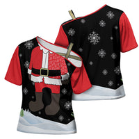 Polynesian Santa Claus Costume Funny Cross Shoulder Shirt