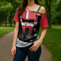 Polynesian Santa Claus Costume Funny Cross Shoulder Shirt