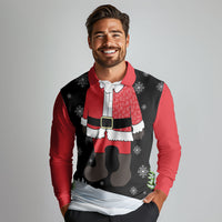Polynesian Santa Claus Costume Funny Long Sleeve Polo Shirt