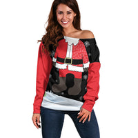 Polynesian Santa Claus Costume Funny Off Shoulder Sweater