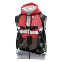 Polynesian Santa Claus Costume Funny Sleeveless Zip Hoodie