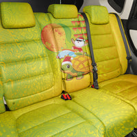 Hawaiian Mango Mele Kalikimaka Back Car Seat Cover Santa Claus Surfing with Turtle Mango Christmas