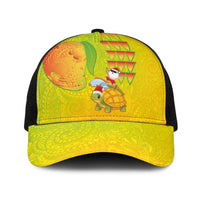 Hawaiian Mango Mele Kalikimaka Baseball Net Cap Santa Claus Surfing with Mango Christmas Turtle