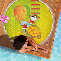 Hawaiian Mango Mele Kalikimaka Beach Blanket Santa Claus Surfing with Turtle Mango Christmas