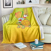 Hawaiian Mango Mele Kalikimaka Blanket Santa Claus Surfing with Turtle Mango Christmas