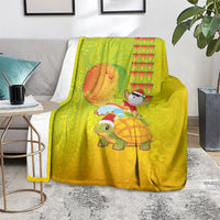 Hawaiian Mango Mele Kalikimaka Blanket Santa Claus Surfing with Turtle Mango Christmas