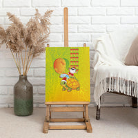 Hawaiian Mango Mele Kalikimaka Canvas Wall Art Santa Claus Surfing with Turtle Mango Christmas