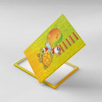 Hawaiian Mango Mele Kalikimaka Canvas Wall Art Santa Claus Surfing with Turtle Mango Christmas